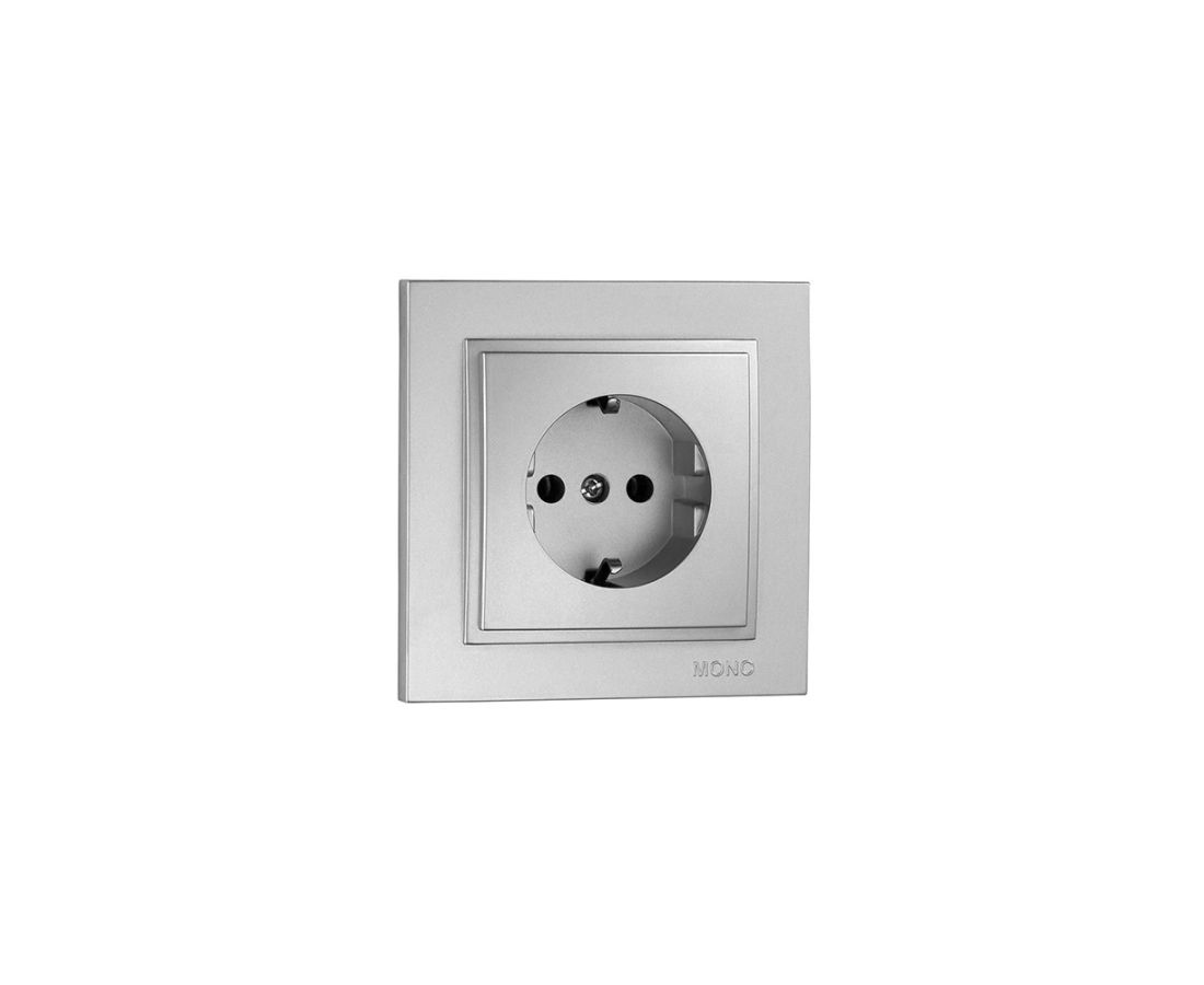 როზეტი ერთიანი დამიწებით DESPINA Silver - 102-212121-117 — როზეტები და ჩამრთველები